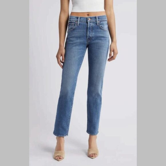 MOTHER Womens Hiker Hover Mid Rise Straight Leg Jeans Size 33 in Blue